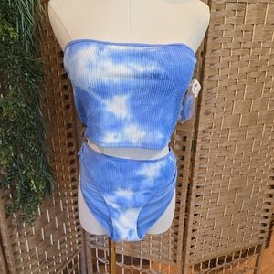 Aerie Crinkle Longline Bandeau Bikini Top & Bottoms